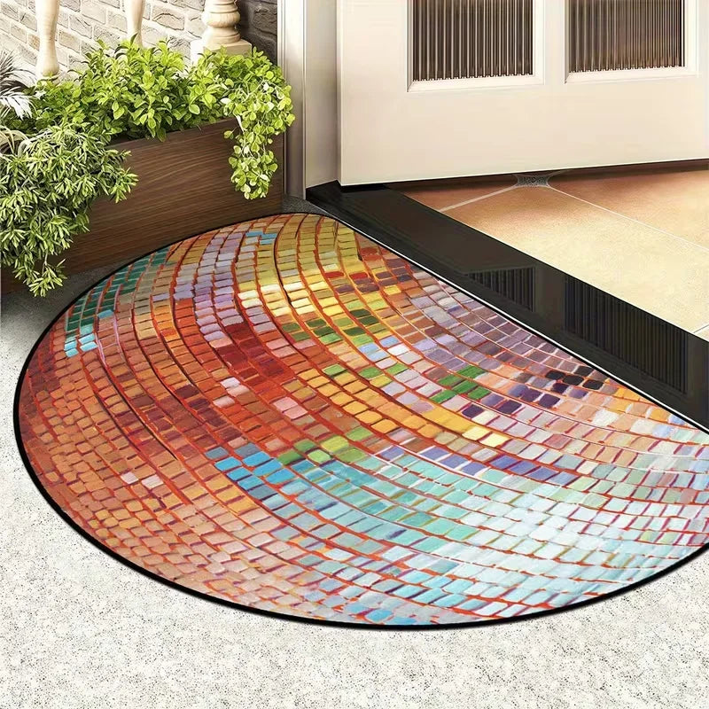 Semi-Circular Disco Ball Door Mat – Anti-Slip & Washable Semi-Circular Door Mat HIP
