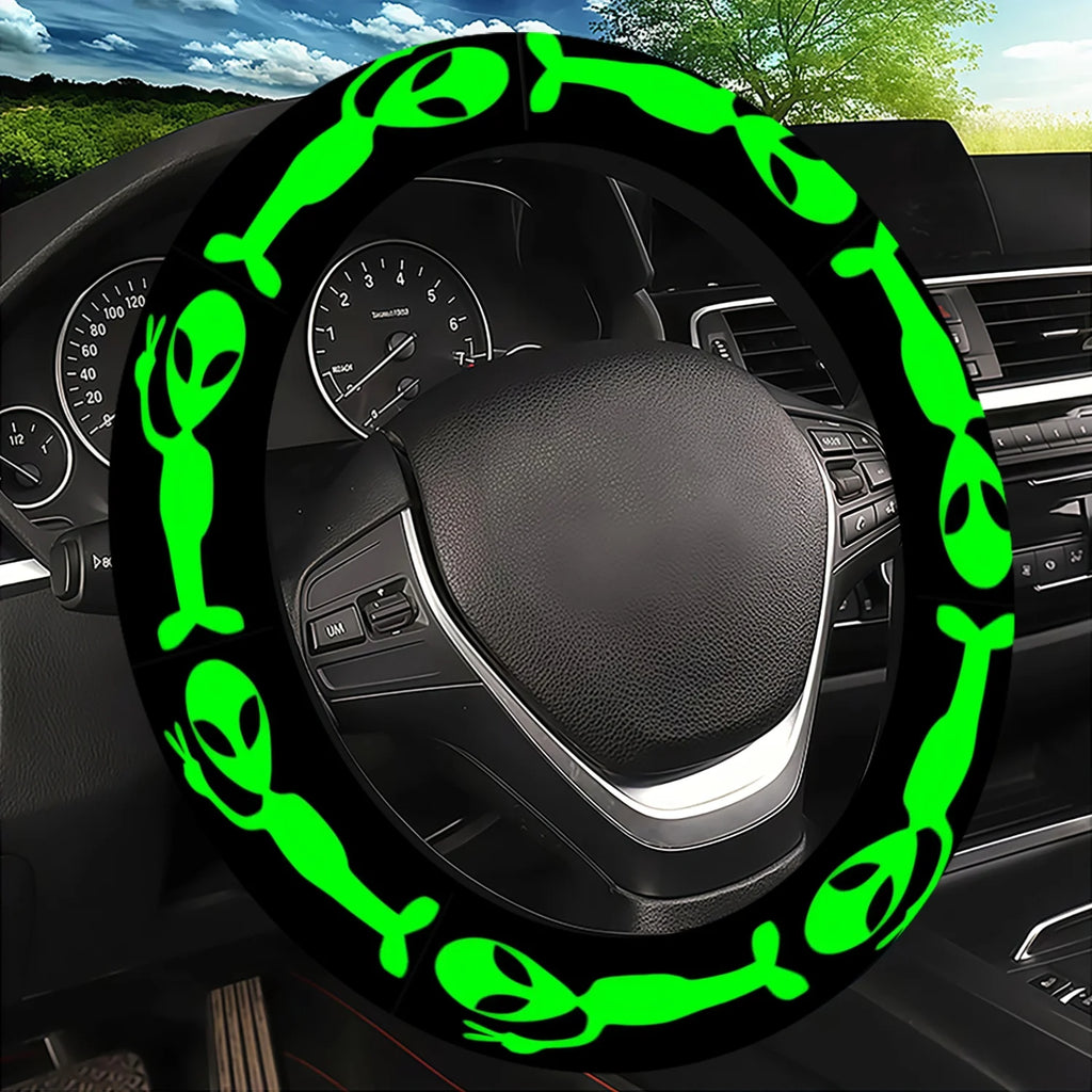 Alien Glow-in-the-Dark Steering Wheel Cover – Universal Fit Steering Wheel Cover HIP 1
