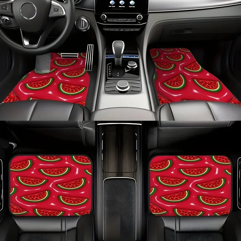 4-Piece Watermelon Car Rubber Floor Mats – Anti-Slip Set Car Floor Mats HIP