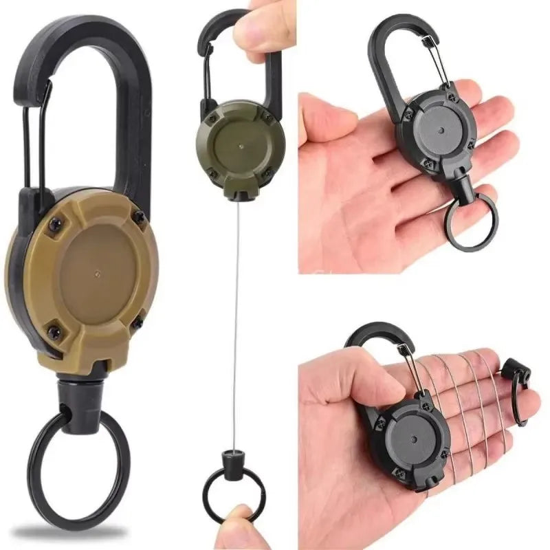 Retractable Carabiner Key Chain – 60cm Wire Rope Snap Clip Retractable Key Clip HIP