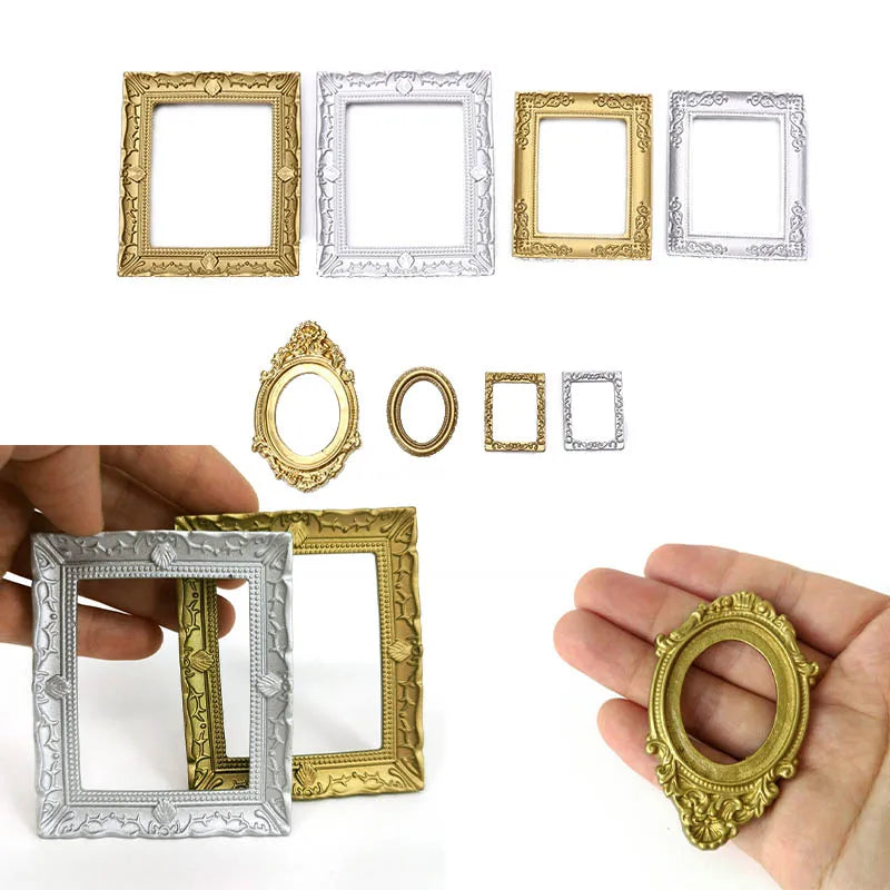 DIY Mini Vintage Oval Resin Photo Frames – Dollhouse Craft Miniature Craft Accessory HIP