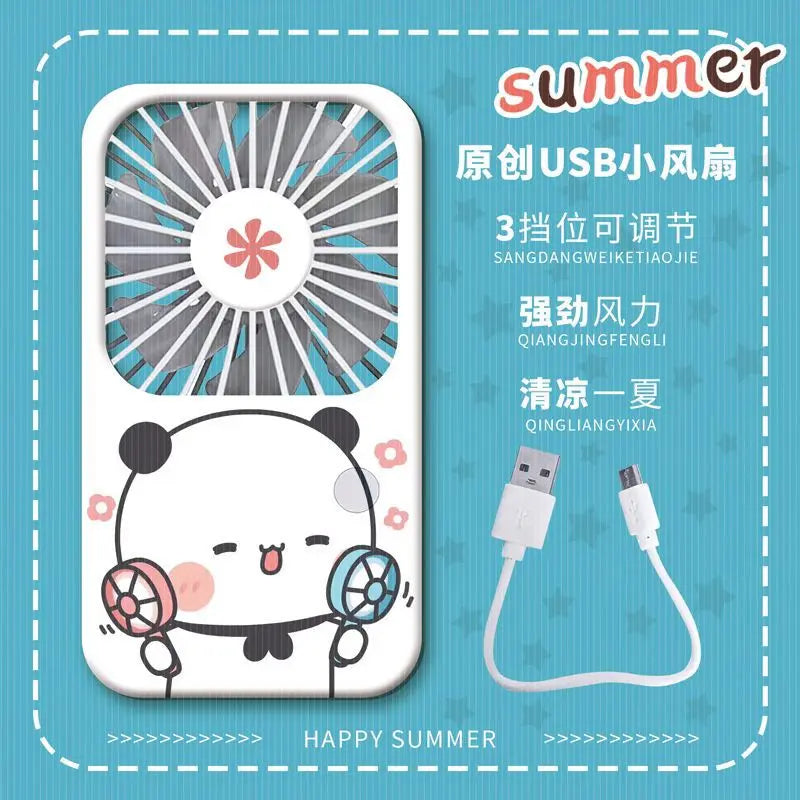 Panda Bubu & Yier USB Mini Fan with Phone Holder | Cute Gift