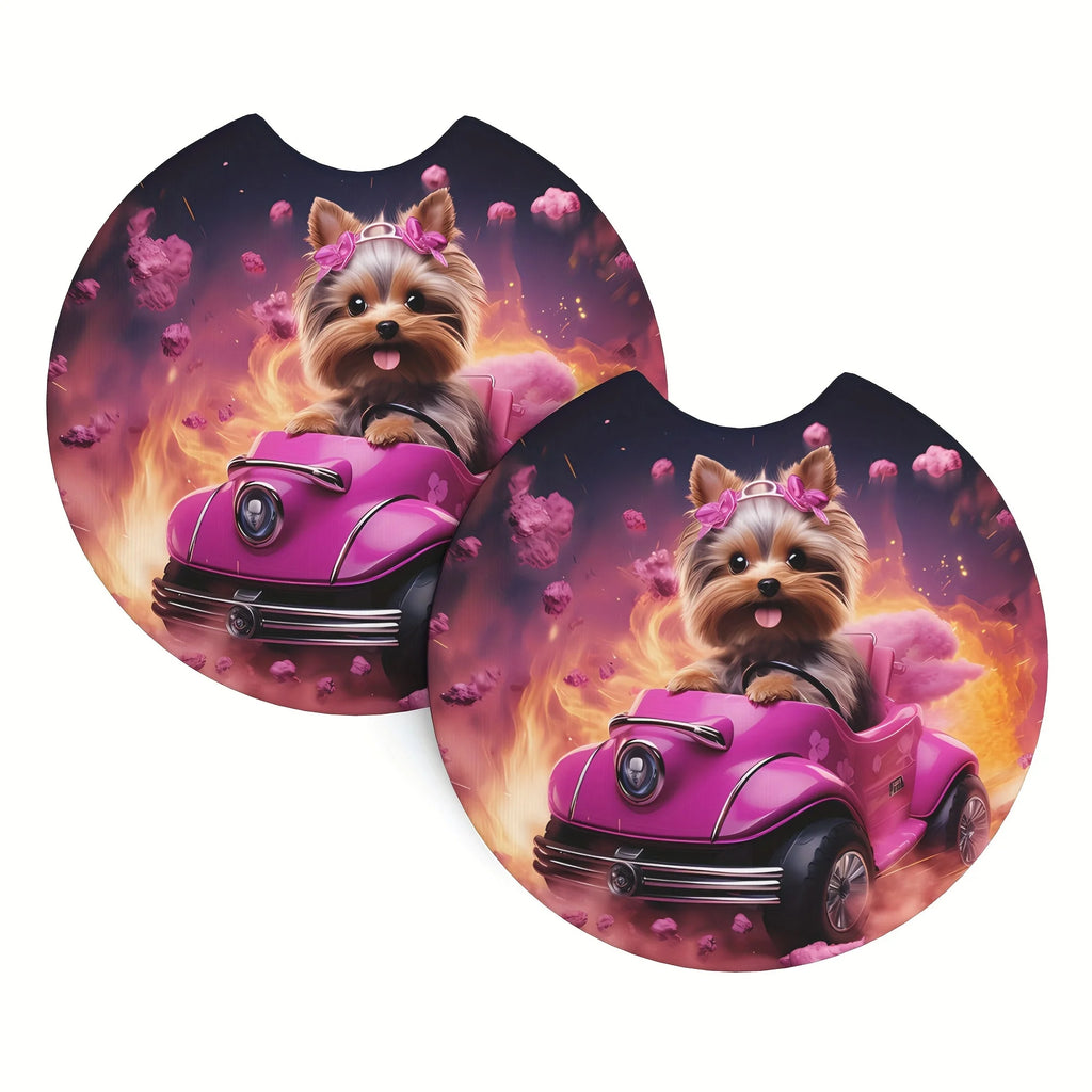 2-Pack Dog-Themed Anti-Slip Car Cup Holder Coasters – EVA Car Cup Holder Coasters HIP 1 Other
