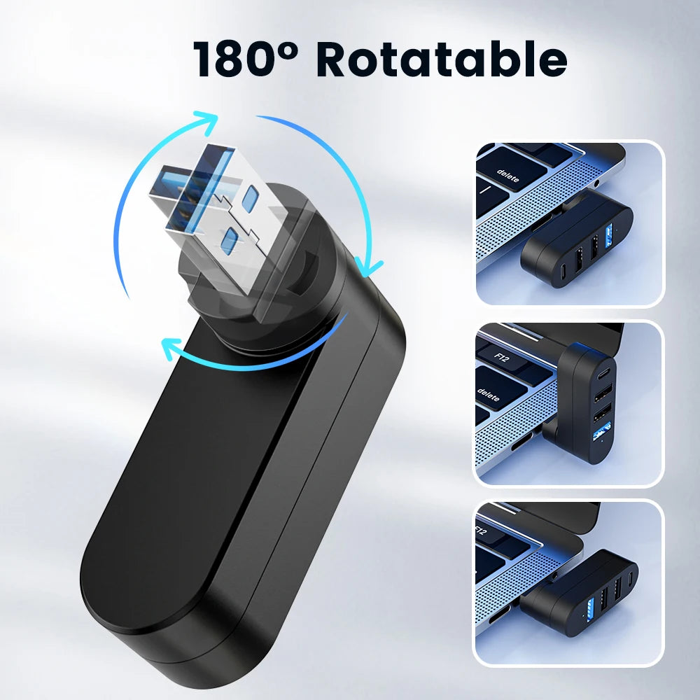 4-Port USB 3.0 Hub with Type-C – Fast Data Transfer Splitter USB Hub Splitter HIP