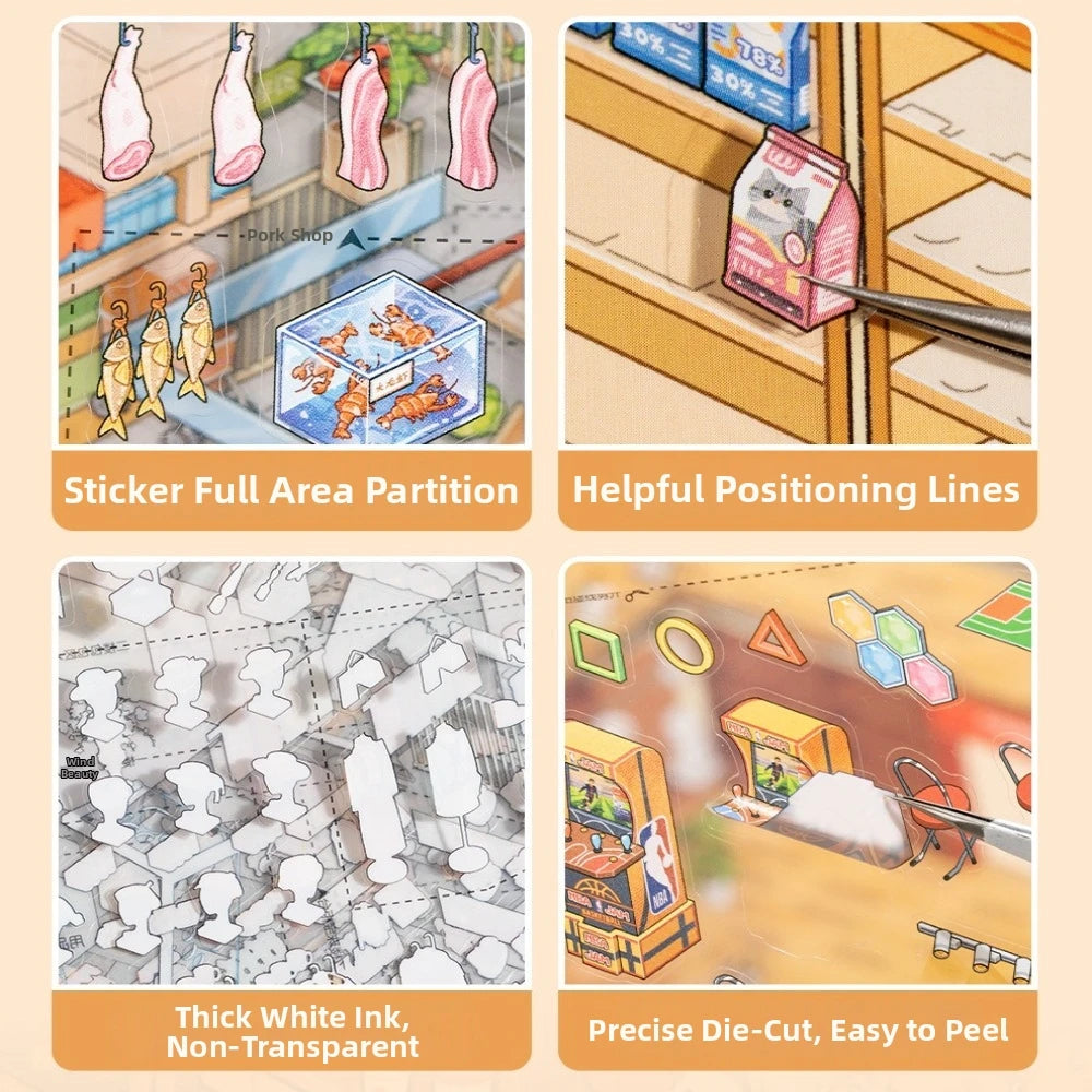 3D Scene Sticker Book – 8 Scenes 24 Sheets DIY Craft DIY Craft Sticker Book HIP