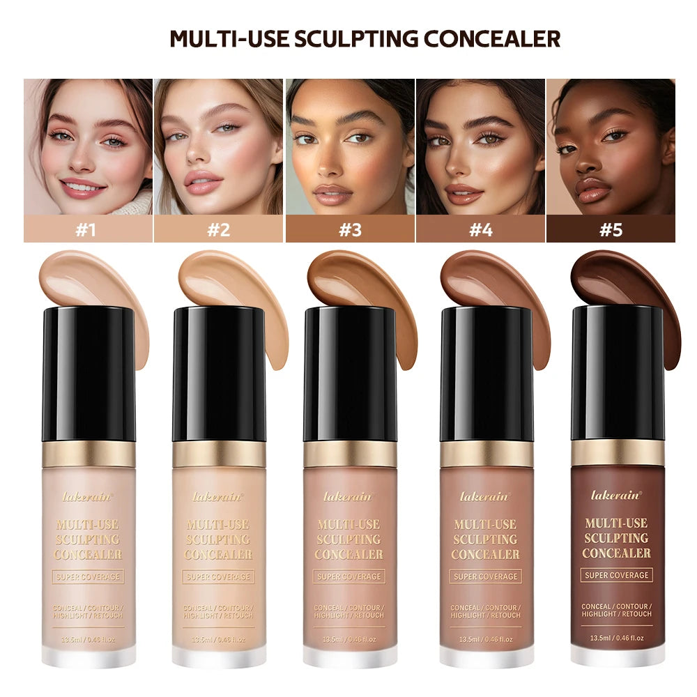 Full Coverage Concealer With Free Brush Matte Foundation Oil Control Long Lasting Face Makeup Multi-Use Highlight Retouch Cream HIP