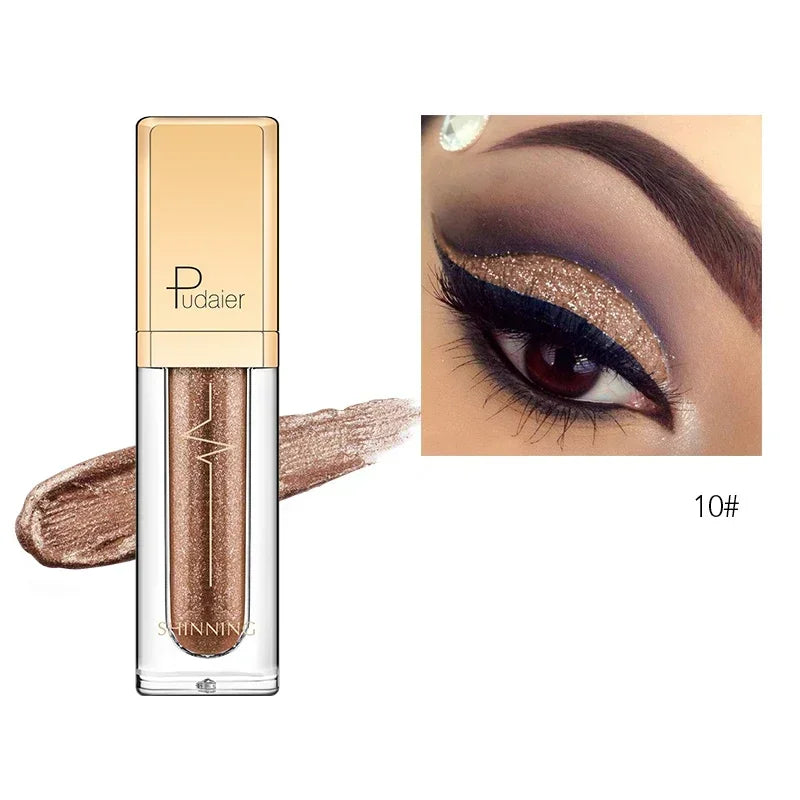 New Make Up Liquid Eyeshadow Waterproof Glitter Pigments Purple Gold Metalic Women Beauty Gel Eye Shadow Cream 18 Colors Makeup HIP 10