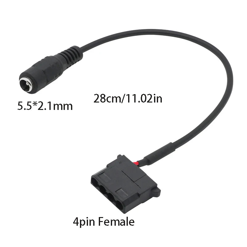 DC5521 to IDE Molex 4-Pin 12V Power Adapter Cable | OULLX Power Adapter Cable HIP
