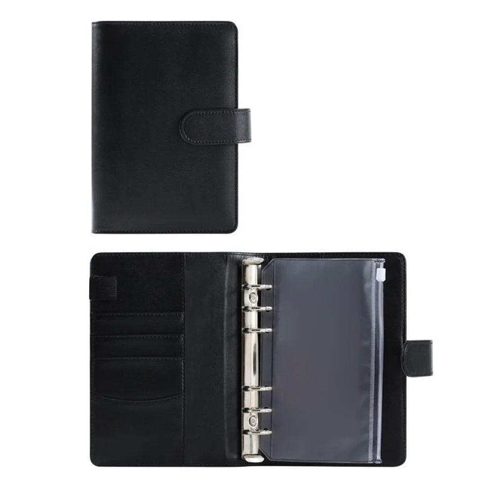 A6 Cash Budget Planner Binder | PU Leather & Zipper Envelopes Budget Planner Binder HIP Black