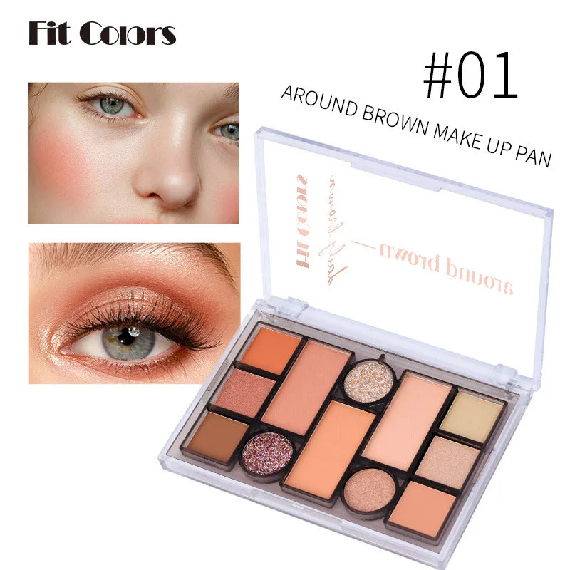 Fit Colors 12-Color Eyeshadow Palette – Matte & Shimmer Eyeshadow Palette HIP 01 13.7g