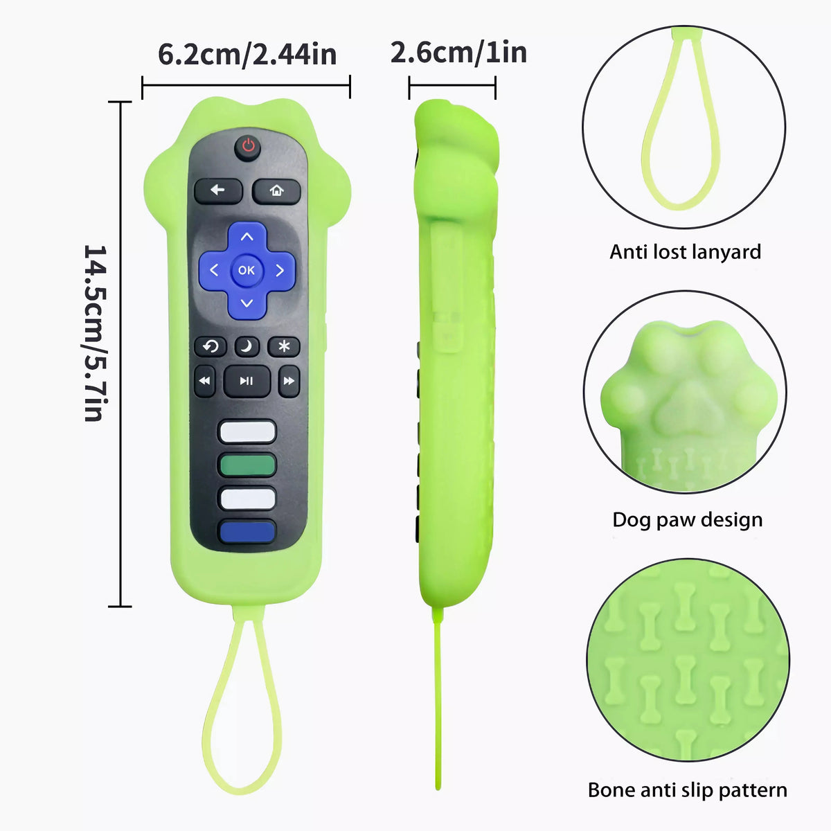 Dog Paw Glow-in-the-Dark Silicone Remote Cover | TCL Roku Remote Control Cover HIP