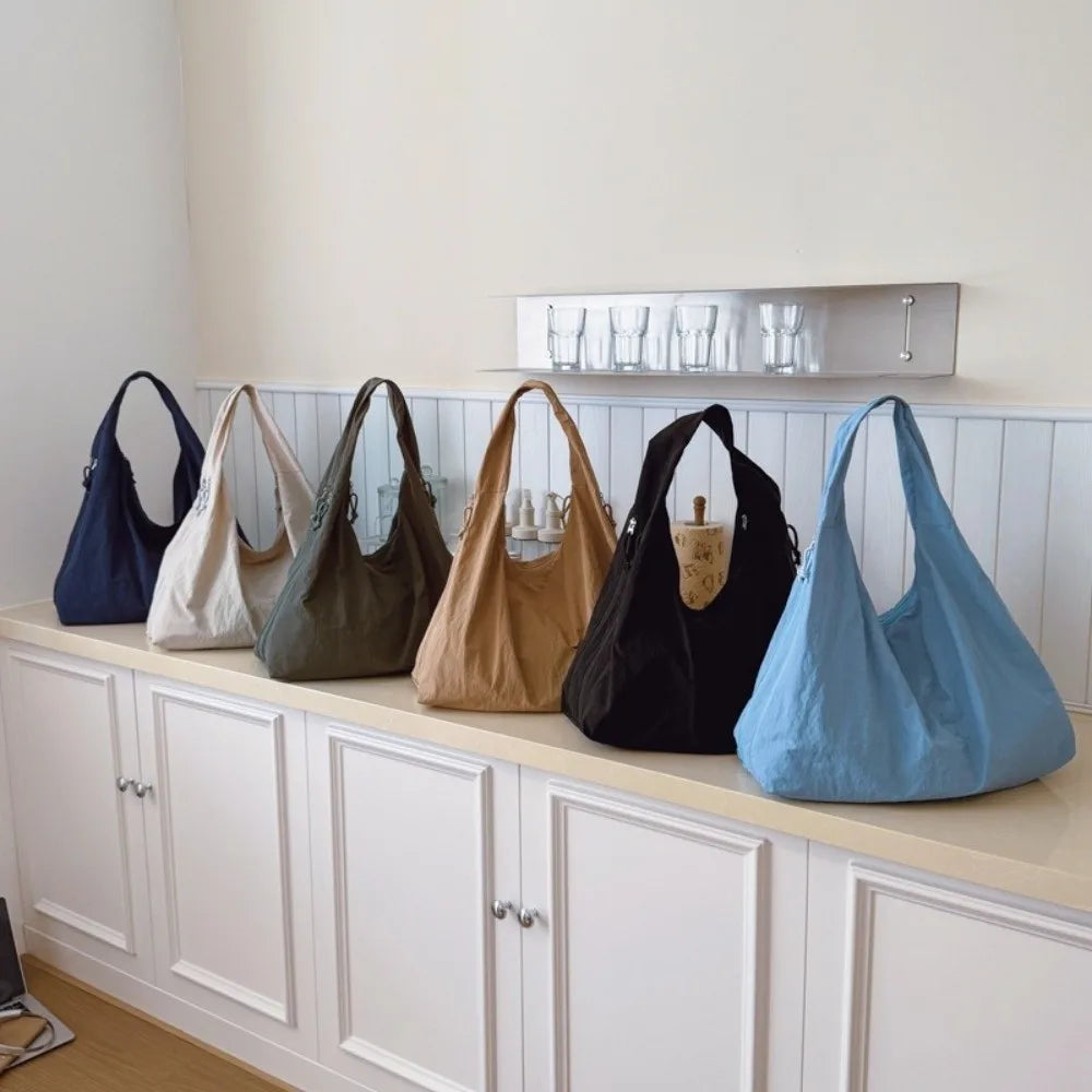 Large Nylon Shoulder Tote Bag – Zipper & Multi-Pocket | HIP Shoulder Tote Bag HIP