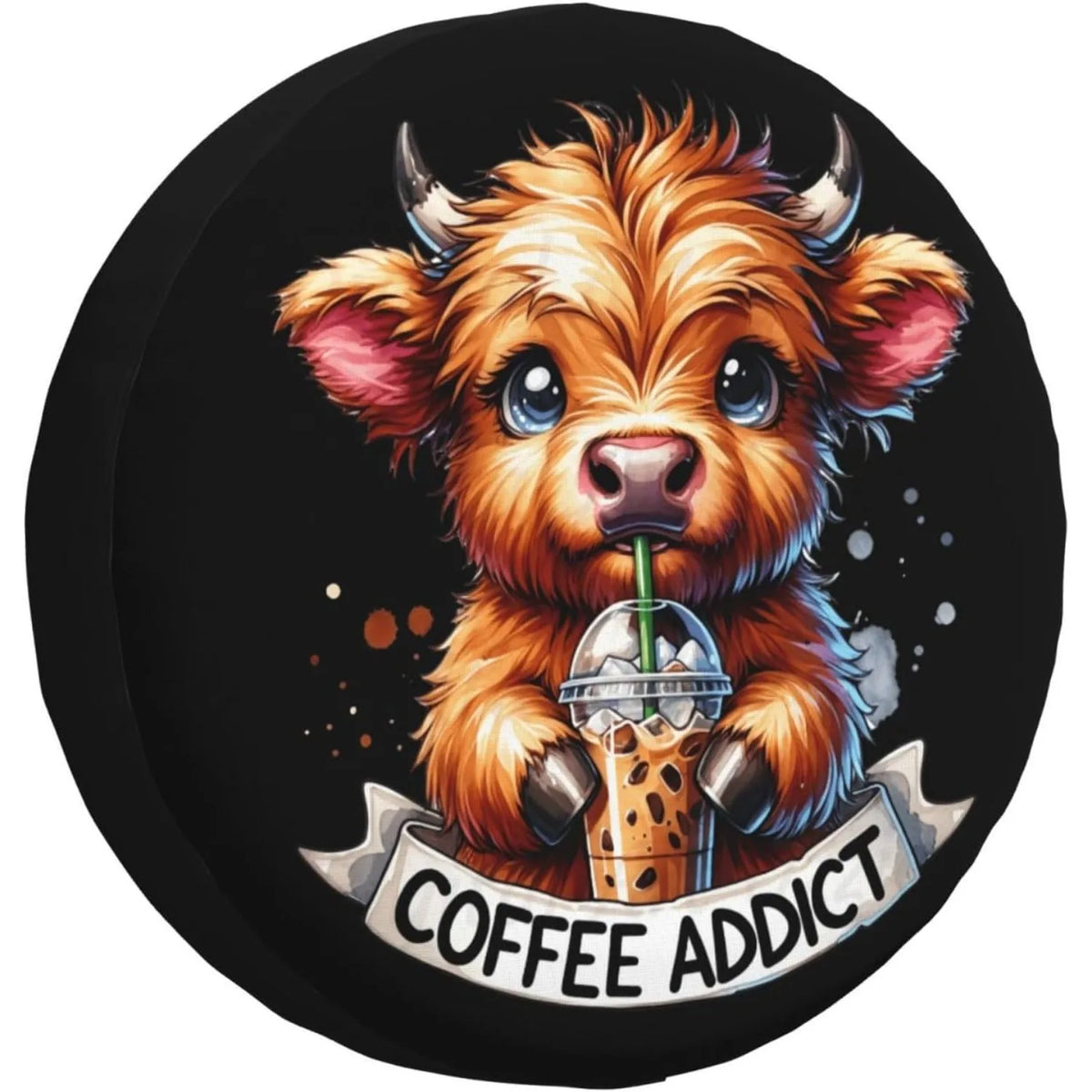 Highland Cow Coffee Spare Tire Cover | SUV Truck RV Spare Tire Cover HIP