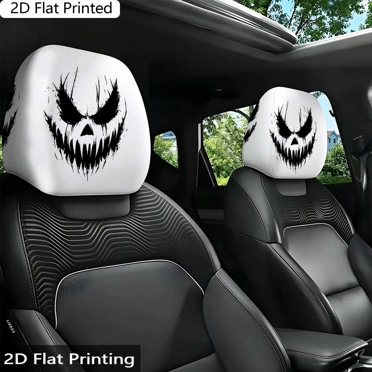 2-Pack Pumpkin Skull Car Pillow Covers – Cool Dark Style Car Pillow Covers HIP black