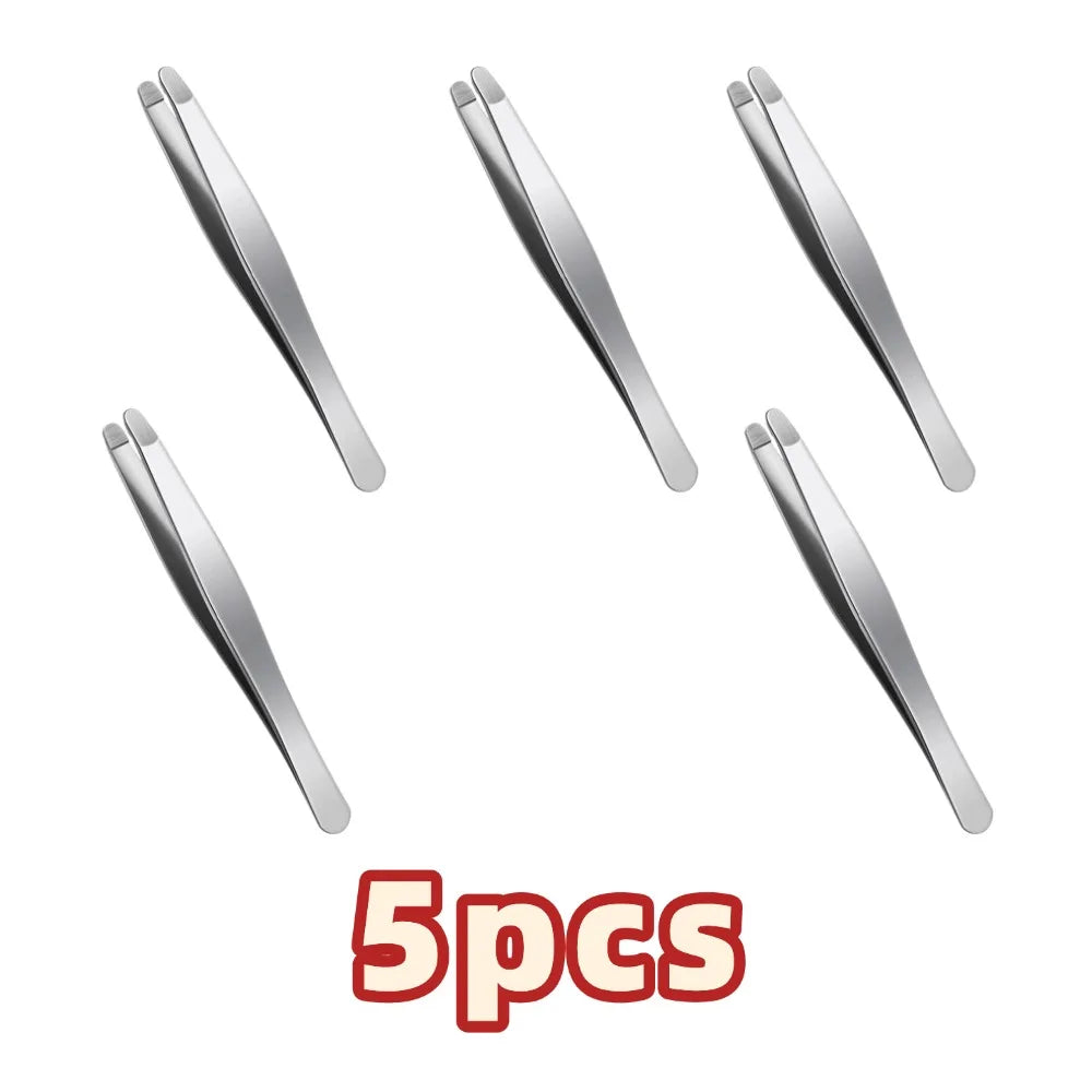 Stainless Steel Brow & Facial Hair Remover Eyebrow Tweezers Non-slip Makeup Remover Tweezer Tools Hair Removal Makeup Tools HIP 5pcs