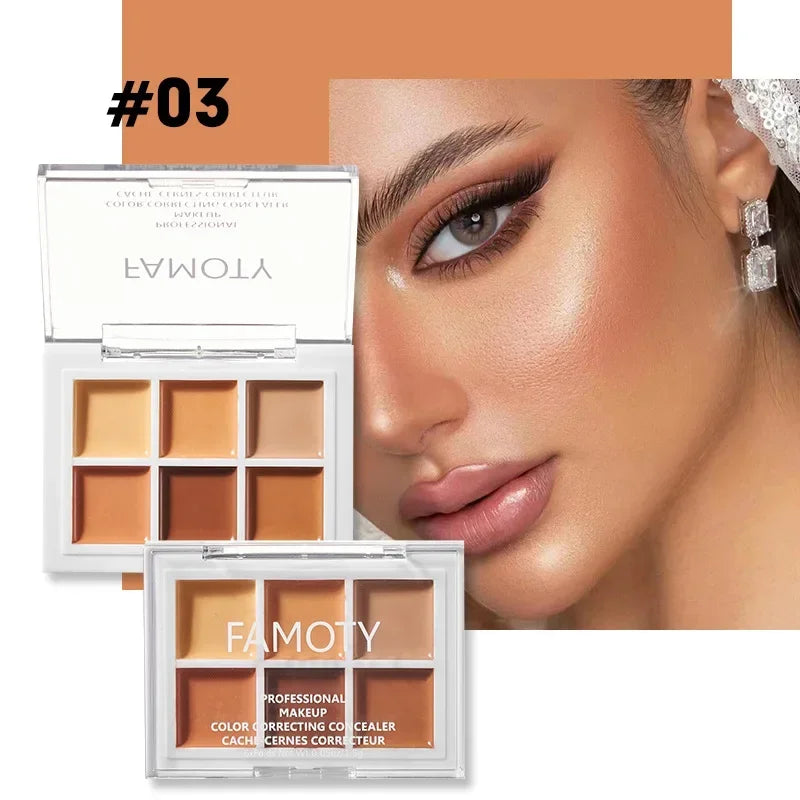 6/9 Colors Concealer Palette Lasting Moisturize Concealer Cream Bronzer Contouring Brightening Highlighter Face Color Corrector HIP FAMOTY-6 color-03