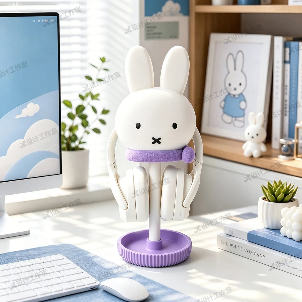 Miffy Headphone Stand – Cute Gaming Headset Desktop Rack Headphone Stand HIP I No headphones Excluding Headphones