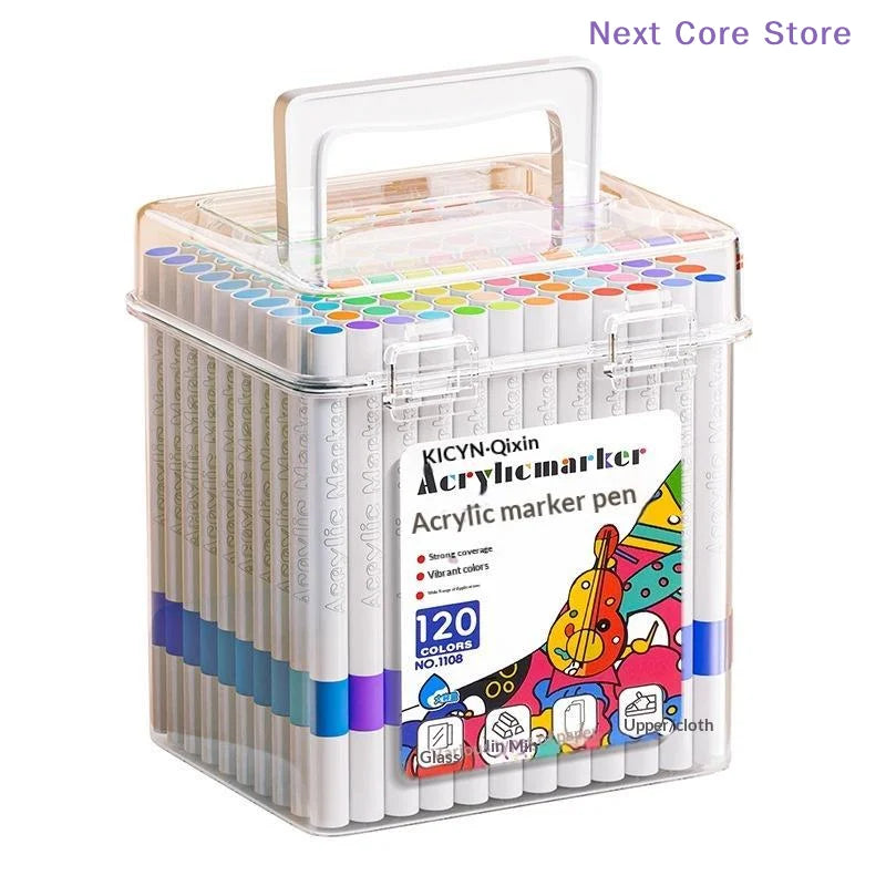 120-Color Acrylic Paint Marker Set – Kids DIY Art Pens Acrylic Paint Markers HIP