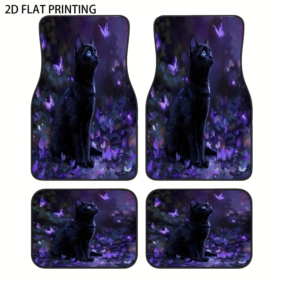 4-Pc Gothic Black Cat Car Floor Mats – Non-Slip All Season Car Floor Mats HIP 1