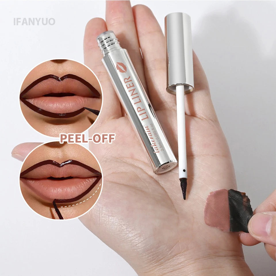 Pointed End Lip Liner Peel Off Tattoo Lipgloss Waterproof Long Lasting Matte Lip Tint Brown Contour Tear-off Lips Stain Cosmetic HIP
