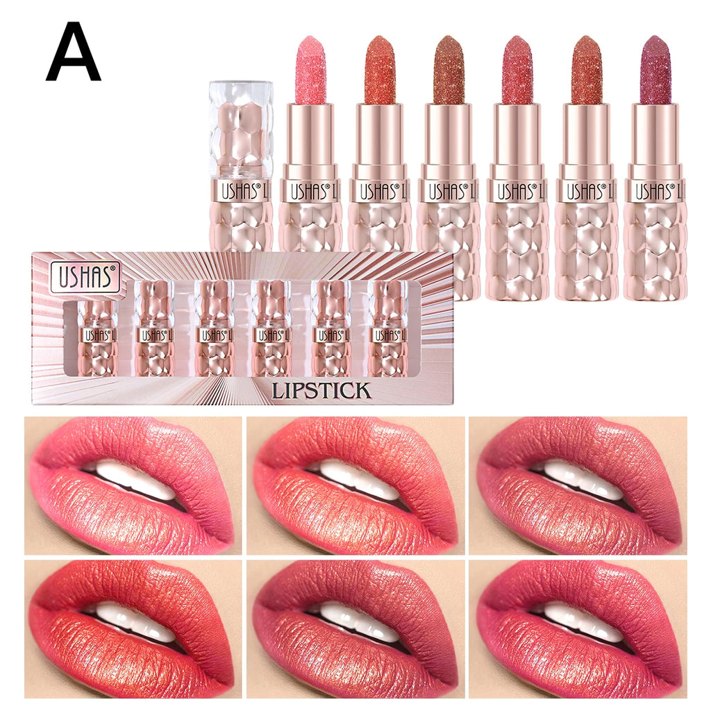 USHAS 6pc Metallic Liquid Lipstick Set – Waterproof & Long-Lasting Liquid Lipstick Set HIP A