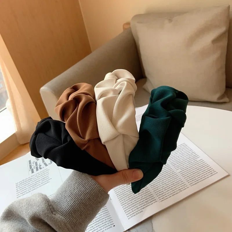Women's Solid Color Cotton Fold Hair Hoop Headband Fashion Headband HIP
