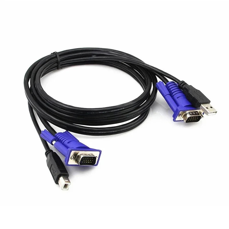 1.5m 2-in-1 KVM Cable USB 2.0 Type A to B & VGA 15-Pin KVM Switch Cable HIP As Photo 20cm