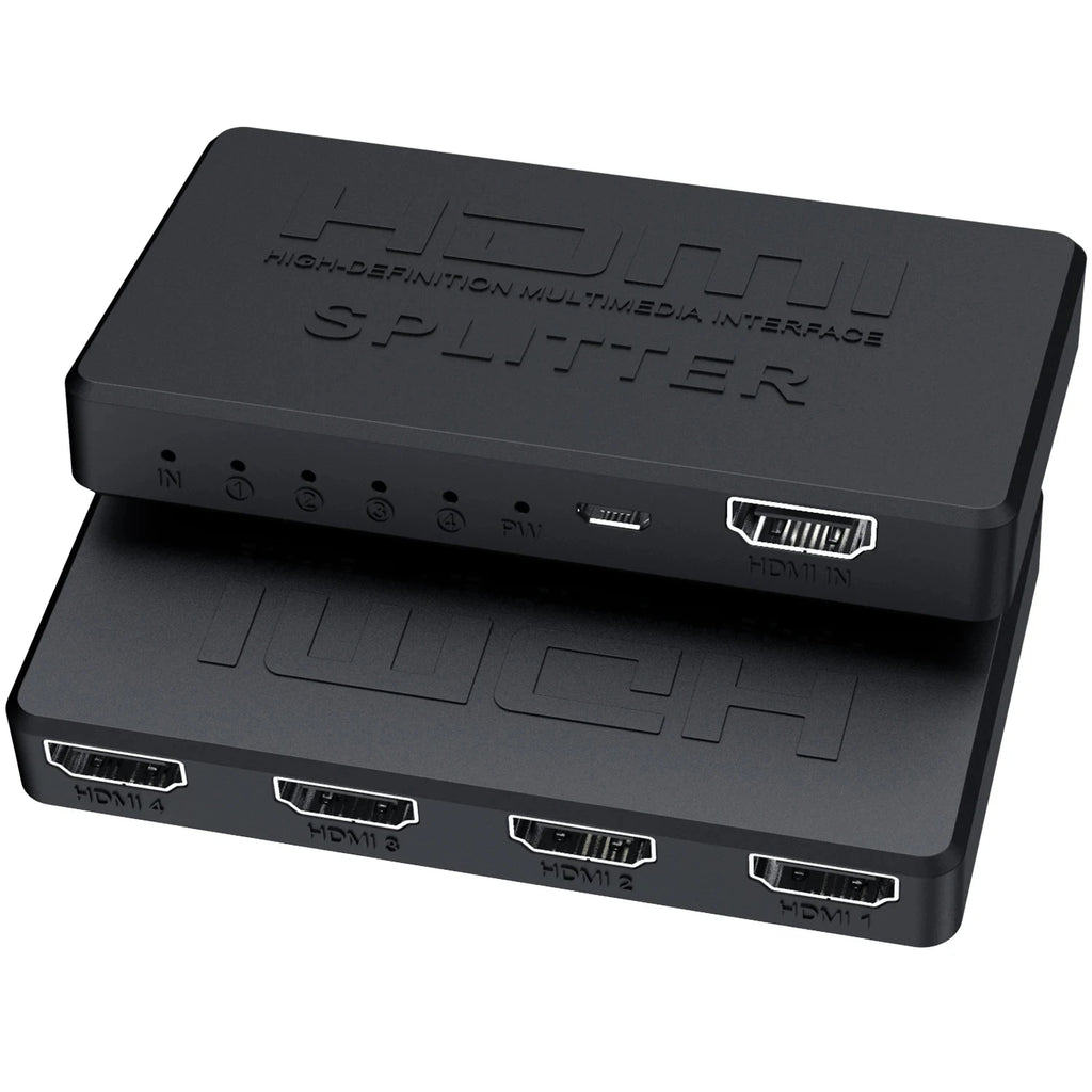 1 in 4 Out HDMI Splitter HD 4K Video Switcher HDMI-Compatible Cable Adapter 1x4 Hub For PS4 Laptop Monitor TV Box Projector HIP 1 in 4 out
