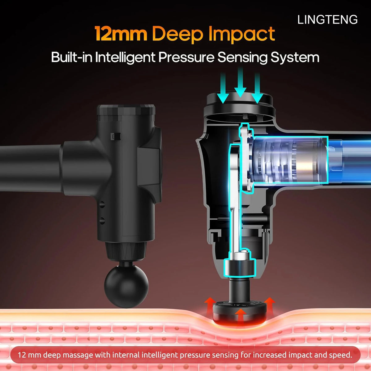 LINGTENG Heating Massage Gun – 7 Heads, LCD & Storage Case Percussion Massage Gun HIP