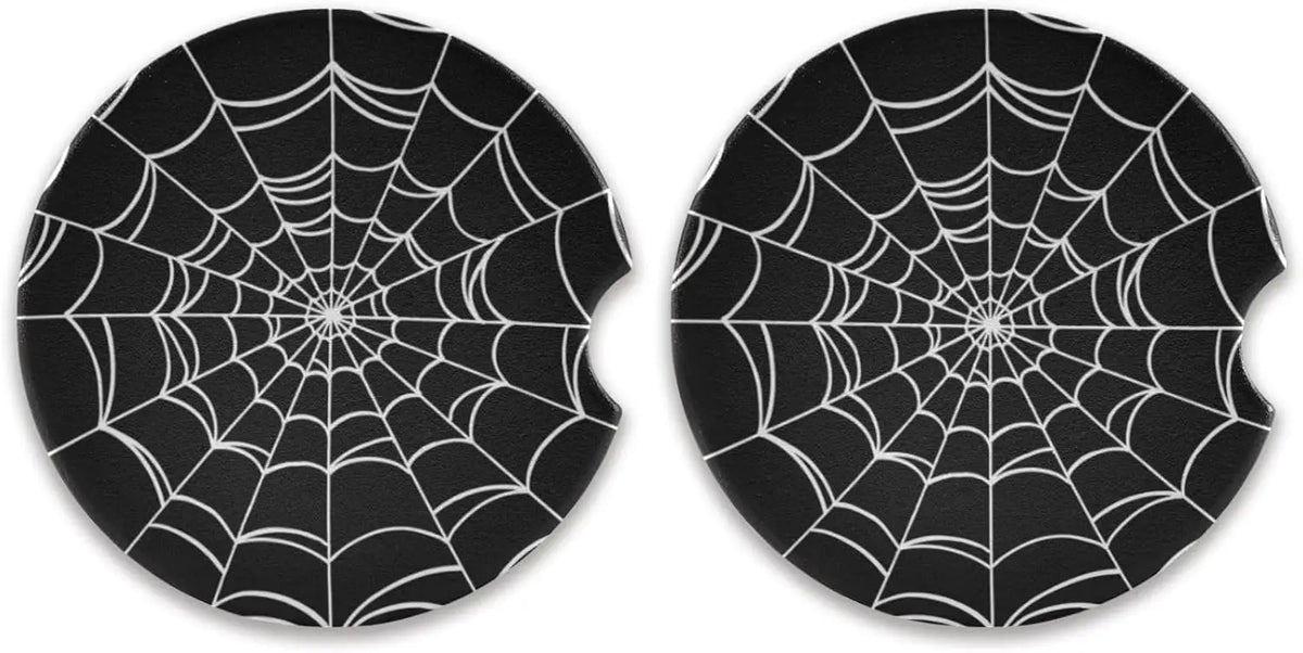 Goth Spider Web Car Coasters 2-Pack – Non-Slip & Absorbent Car Cup Coasters HIP 1 Other