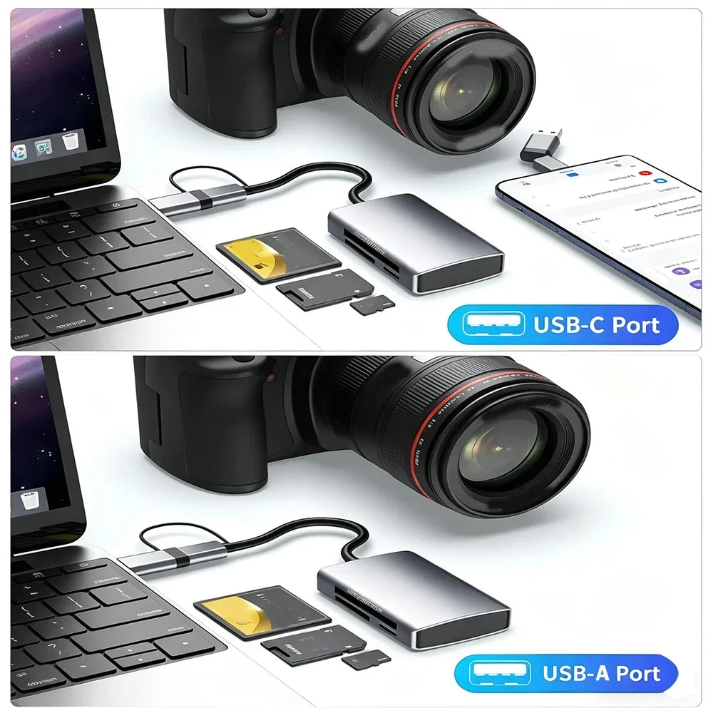 6-in-2 USB C Hub & CF/SD/TF Card Reader – 5Gbps USB 3.0 USB C Hub Adapter HIP