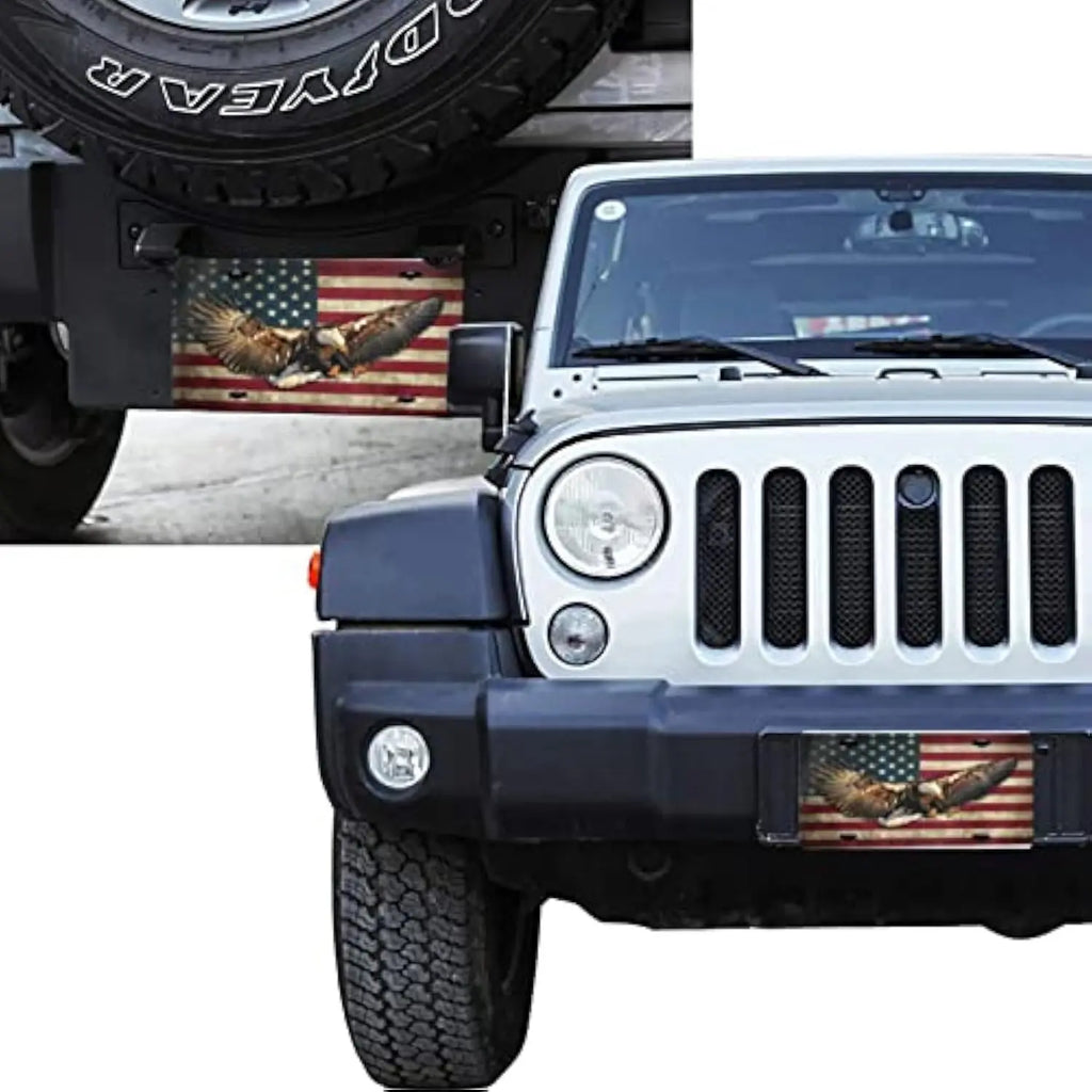 Eagle American Flag Aluminum License Plate – Patriotic Vanity Tag Decorative License Plate HIP