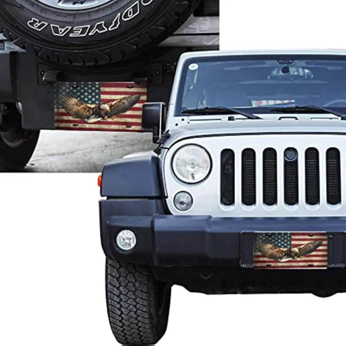 Eagle American Flag Aluminum License Plate – Patriotic Vanity Tag Decorative License Plate HIP