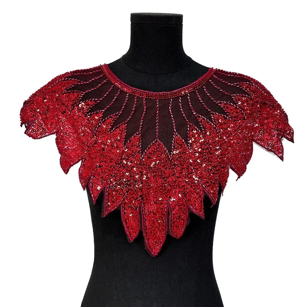 Rhinestone Lace Applique – Sequin Beaded DIY Cloth Patch Fabric Applique Patch HIP