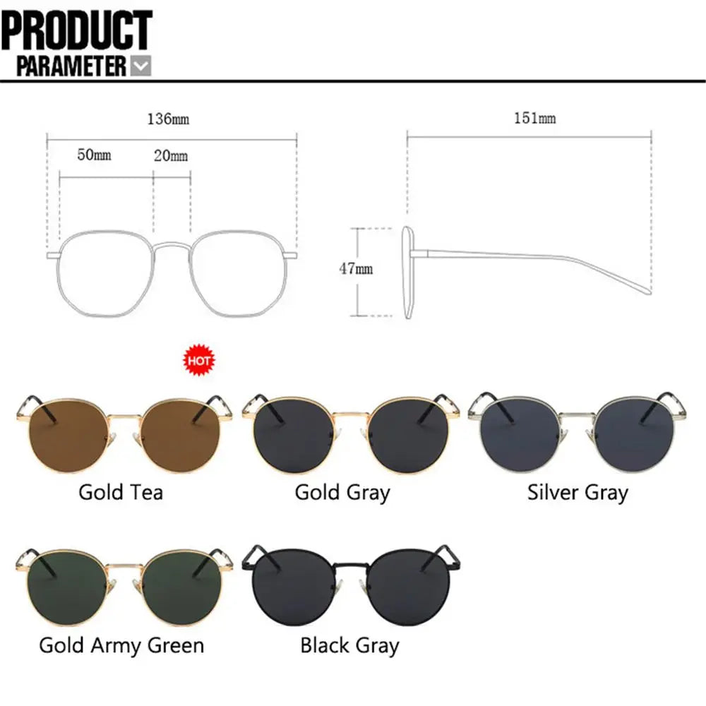 Unisex Round Sunglasses Metal Frame UV400 Protection Round Sunglasses HIP