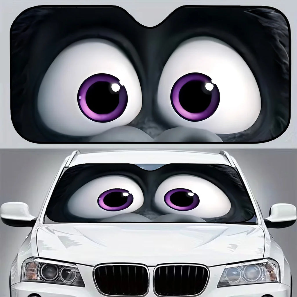 Cute Purple-Eyed Character Car Sunshade – Foldable Car Windshield Sunshade HIP