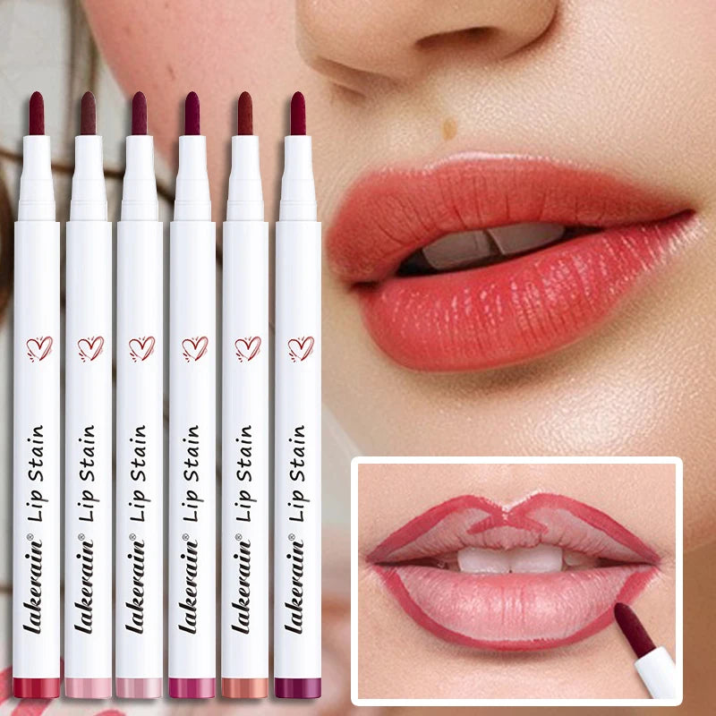 Matte Liquid Lip Stain Marker Pencil Long Lasting Waterproof Non Stick Cup Dye Lip Tint Natural Outline Plumping Lip Contour Pen HIP