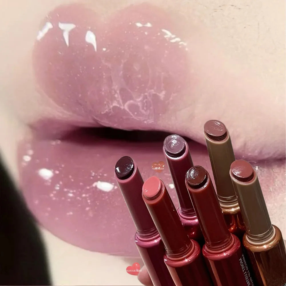 Black Purple Glitter Solid Lip Gloss Watery Mirror Moisturizing Lasting Fine Shimmer Lip Balm Korean Natural Daily Lip Makeup HIP