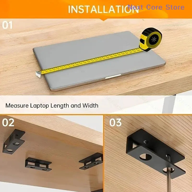 Metal Under-Desk Laptop Mount & Keyboard Storage Shelf Under-Desk Laptop Mount HIP