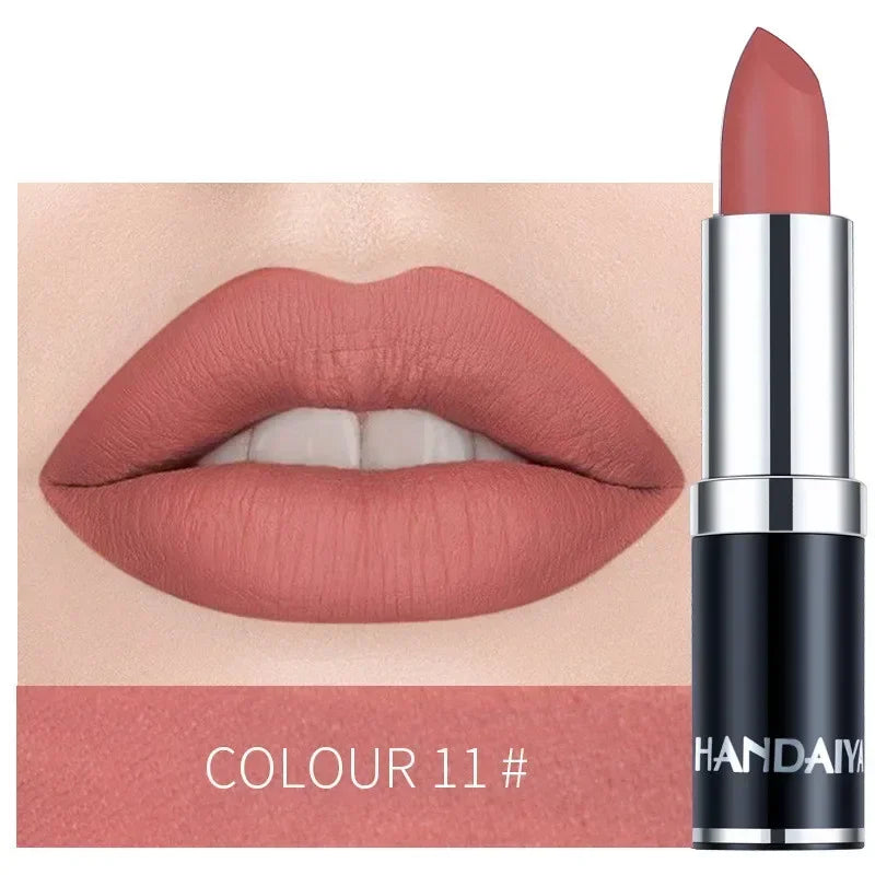 1PC Nude Waterproof Lipstick Matte Pumpkin Color Lipstick Vitamin E Moisturizing Water-Resistant Profissional Lipstick HIP 11