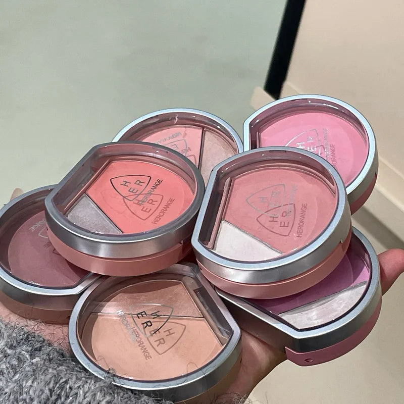 Punk Purple Brown Blush Highlighter Palette Two-color Eyeshadow Brighten Face Contour Waterproof Sweat-proof Rouge Powder Makeup HIP