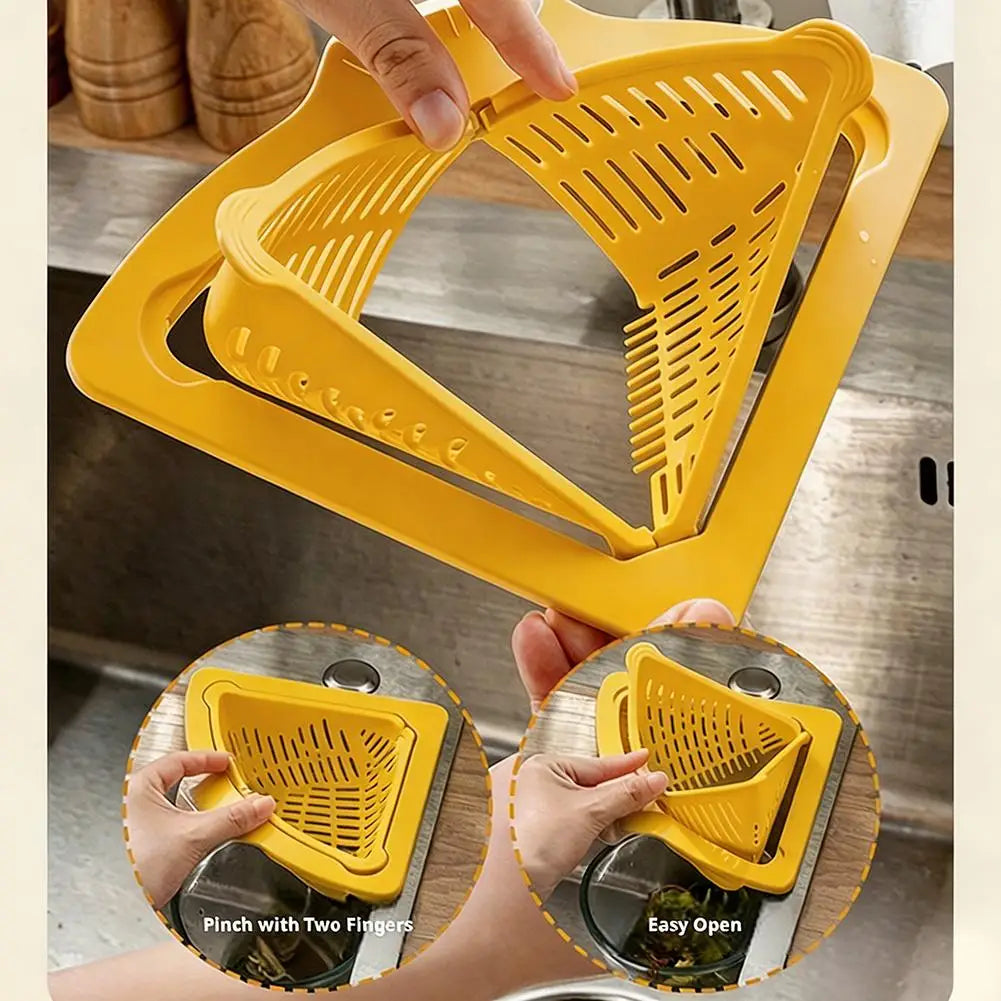 Kitchen Triangular Sink Drain Basket Food Waste Strainer Filter Hanging Corner Vegetable Fruit Colander Sponge Holder Organizer HIP