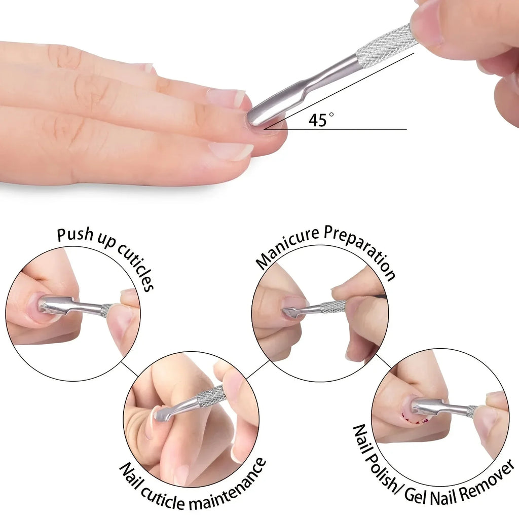 Professional Stainless Steel Cuticle Trimmer & Pusher Set Cuticle Care Set HIP