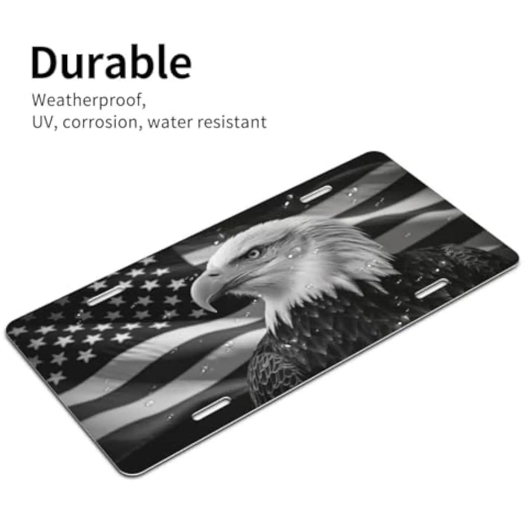 Bald Eagle American Flag License Plate – Aluminum USA Pride Decorative License Plate HIP