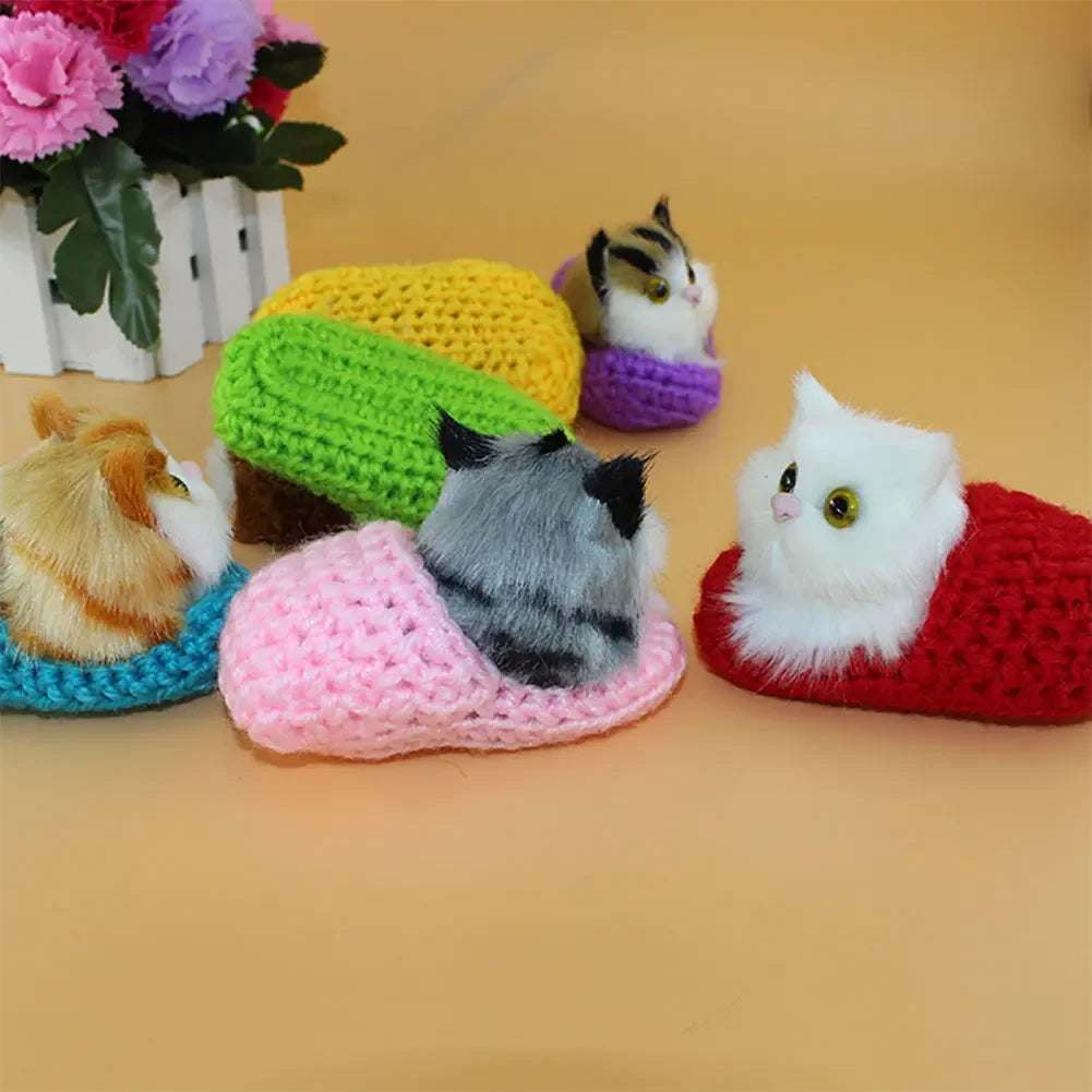 Lovely Simulation Animal Doll Plush Sleeping Cats Toy with Sound Kids Ornament Decoration Birthday Gift For Children HIP