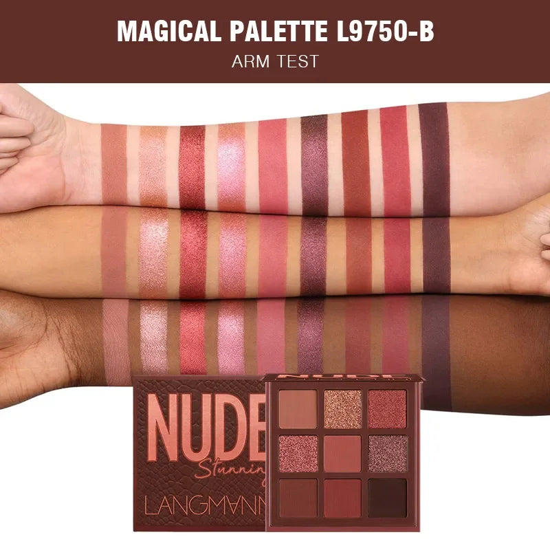 9 Colors Nude Eyeshadow Powder Makeup Palette Matte Shimmer Eye Pigmented Powder Make Up New Warm Earth Color Eyeshadow HIP L9750-B