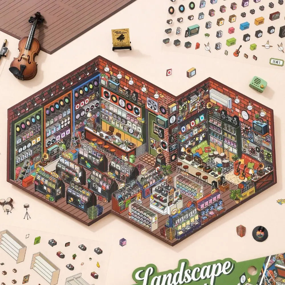 3D Miniature Store Scene Sticker Book – DIY Landscape Kit DIY Craft Sticker Kit HIP