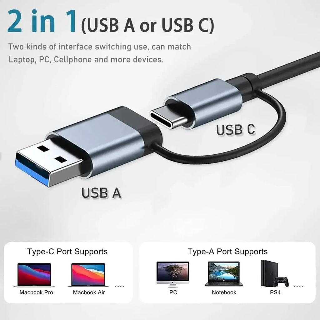 8-in-2 USB-C Hub with SD/TF Card Reader & Multi-Port Adapter USB-C Multi-Port Hub HIP