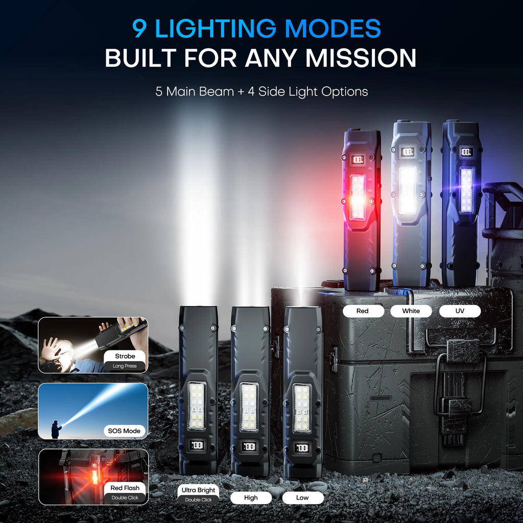 ESMARTER Tactical Rechargeable EDC Flashlight – 8 Modes 1600lm Tactical Flashlight HIP