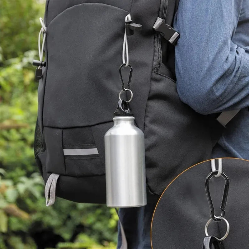 Black Aluminum D-Ring Carabiner Clips – Spring Snap Hook Pack Carabiner Clip Set HIP